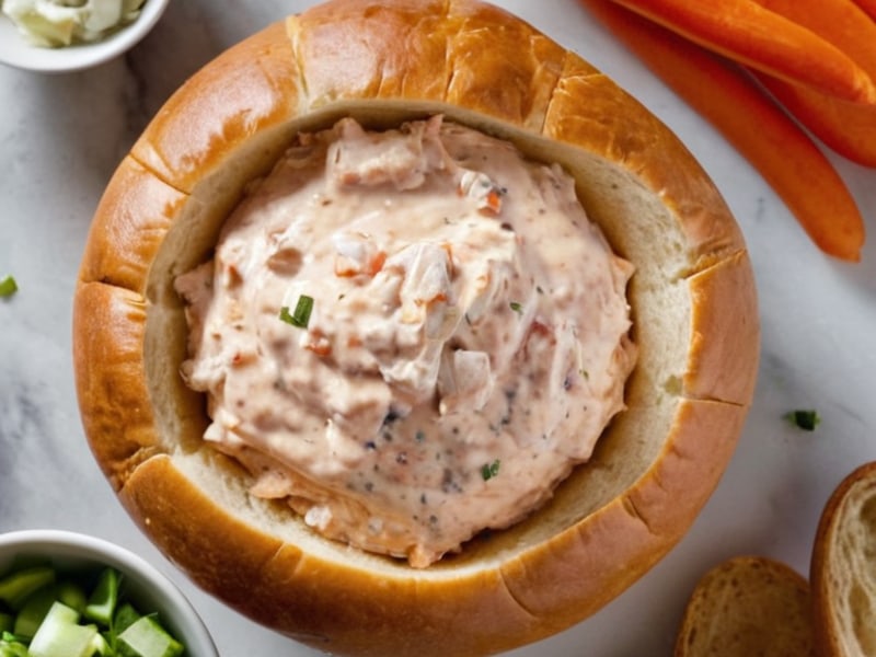 Buffalo Chicken Dip in a Bread Bowl (The Pinterest ingredients