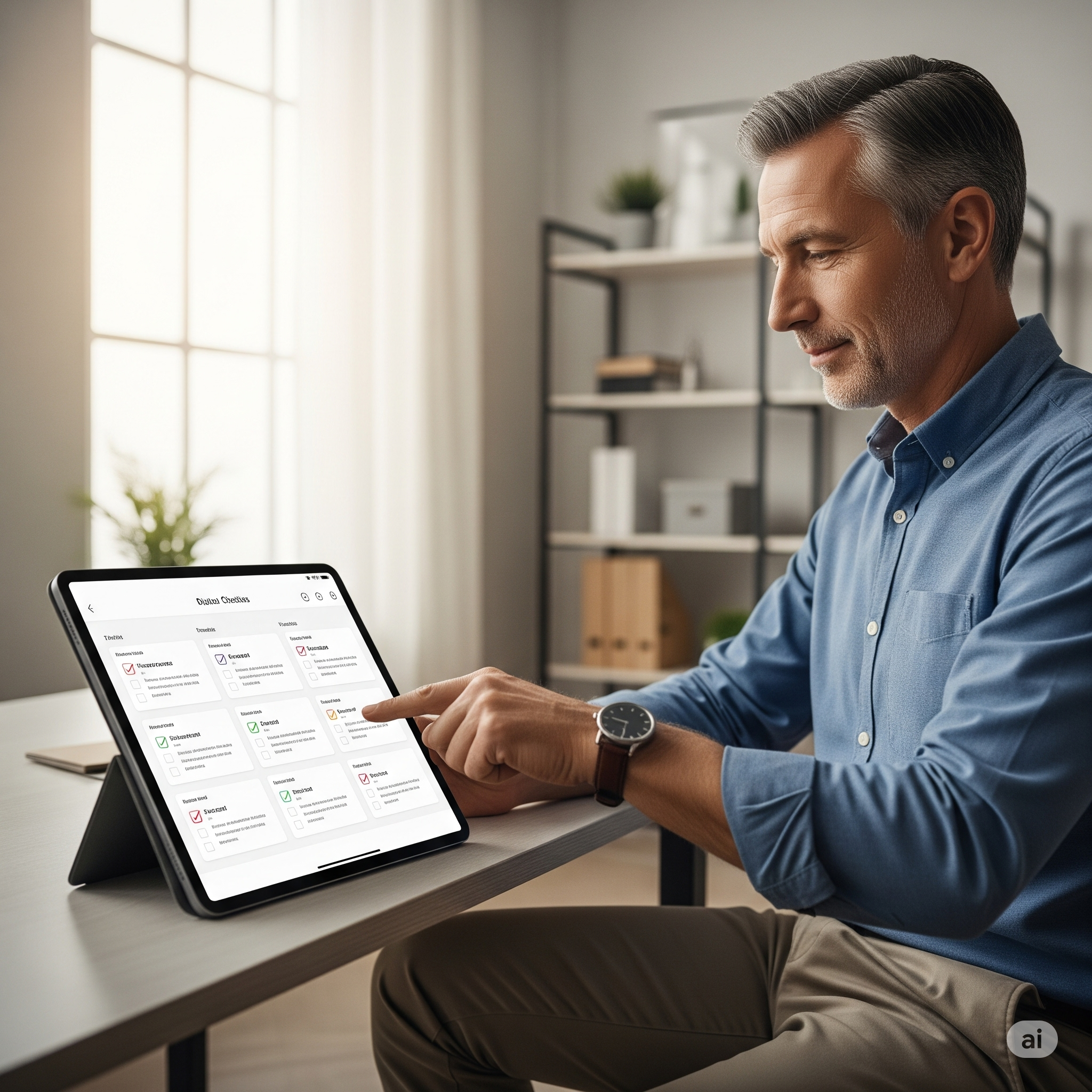 Person using digital checklist app