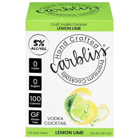 Carbliss Premium Handcrafted Vodka Lemon Lime Single - 12OZ