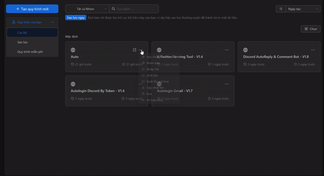 Export workflow
