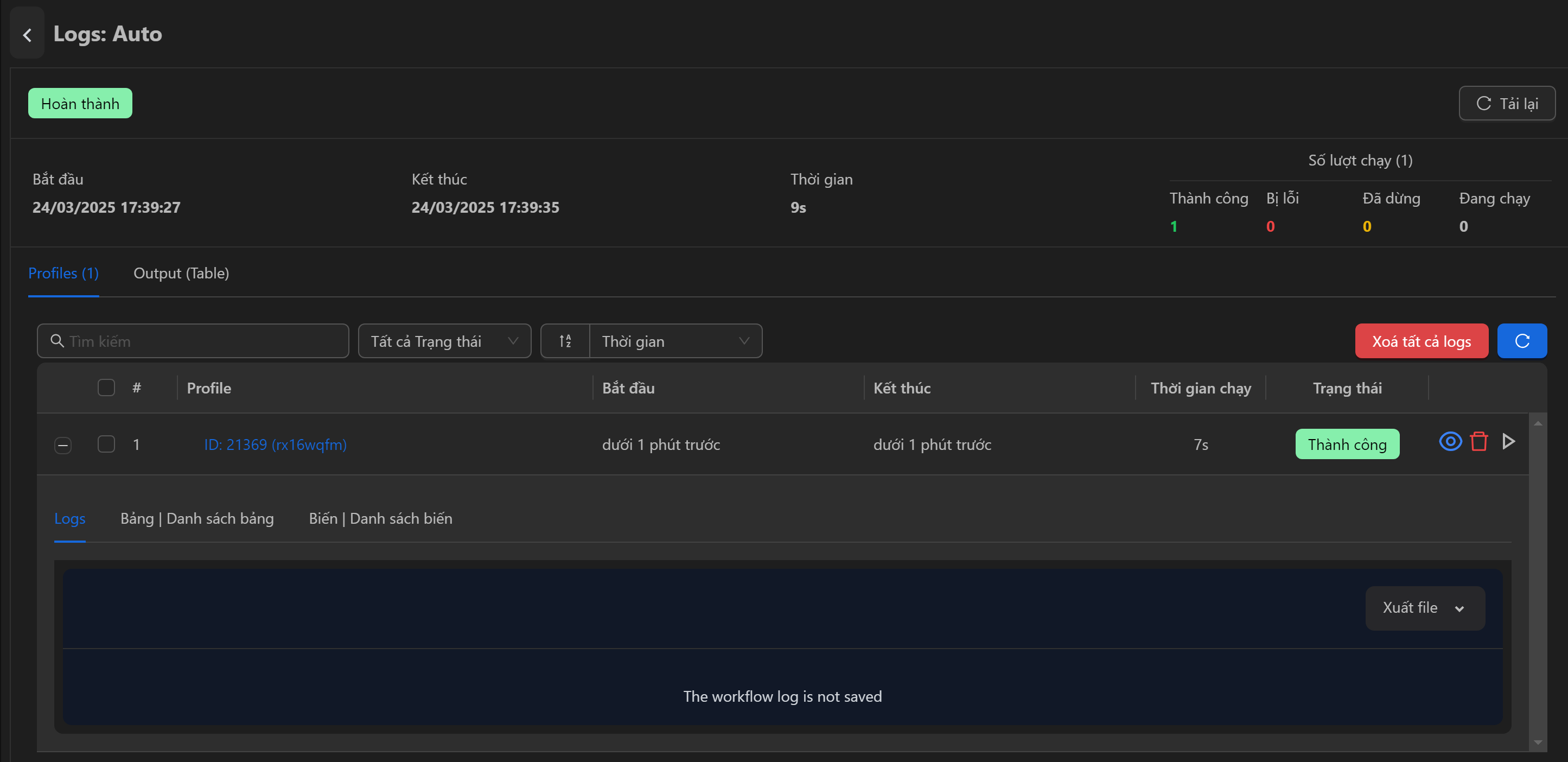 workflow settings