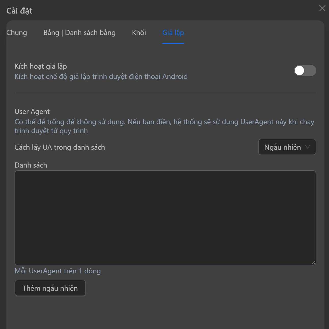 workflow settings