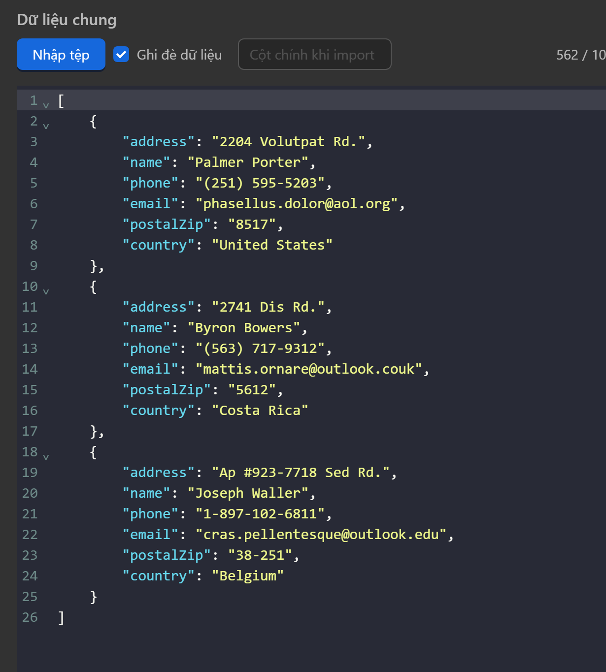 import file content