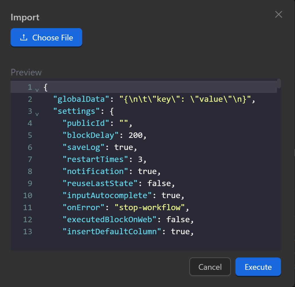 Import workflow
