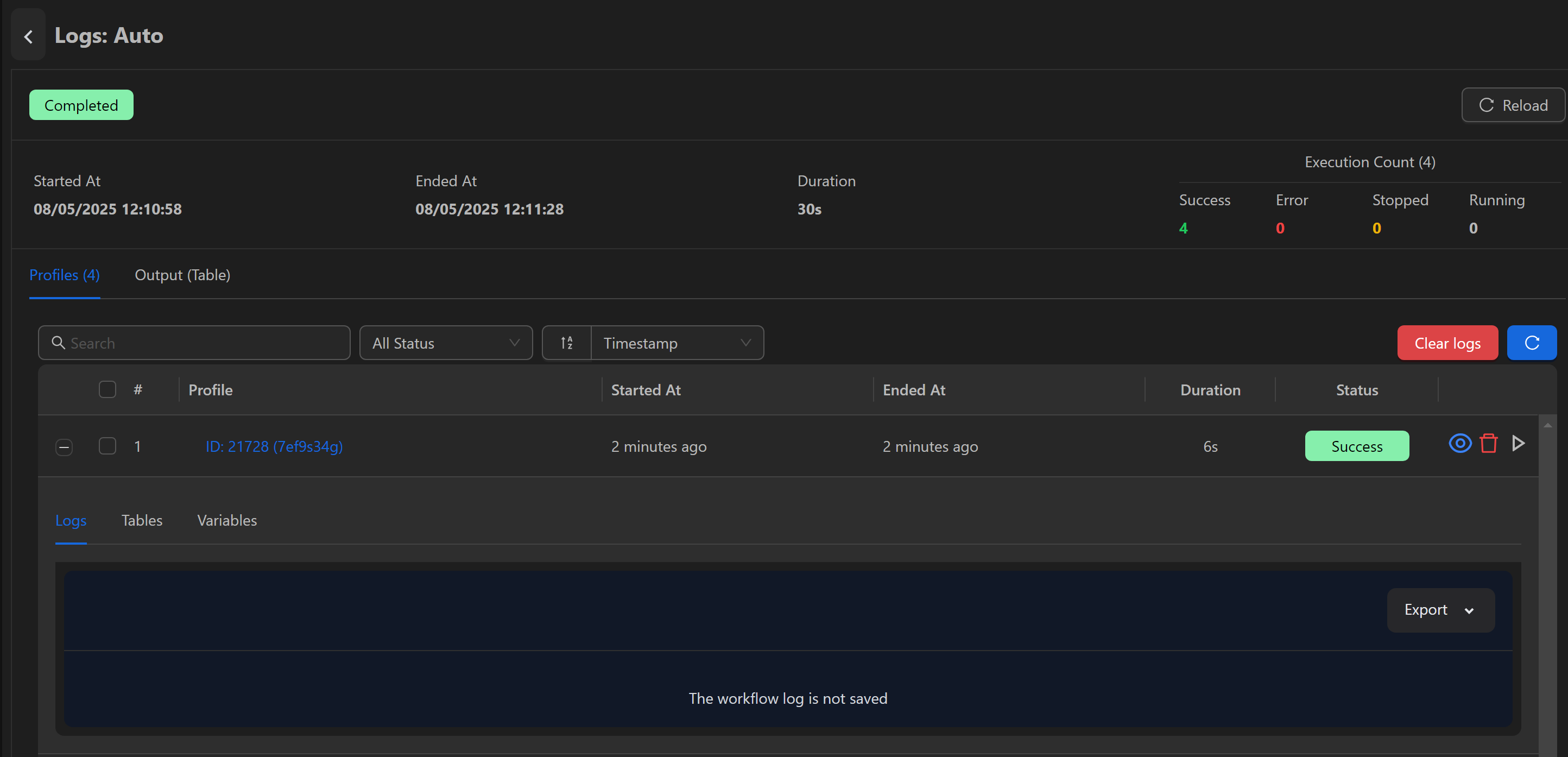 workflow settings