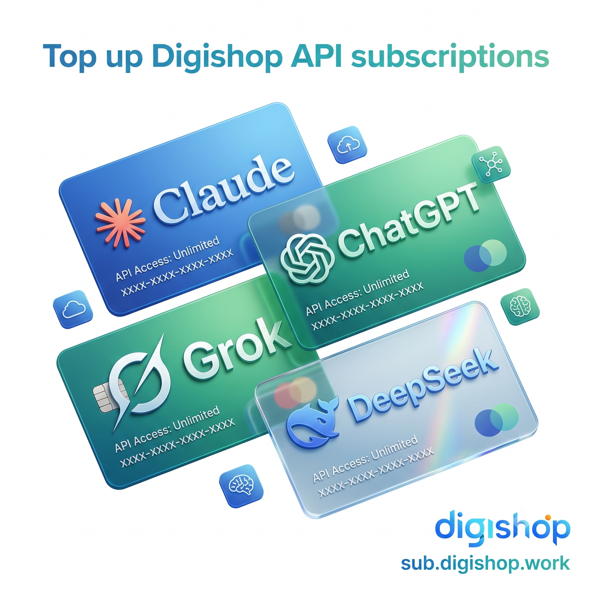 [API SUB] Card $50 credits - No time limit - sub.digishop.work