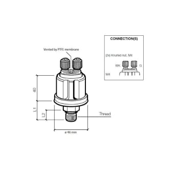 Oljetrykkgiver 10bar 1/8"-27NPTF 1 polet m/alarm 0.8bar