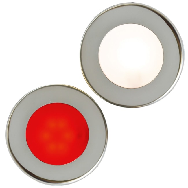 LED downlight Rouzic polert 12/24V slave u/bryter rød/hvit dim