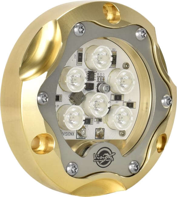 Undervannslys 11-32V blått lys Messing