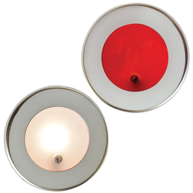 LED downlight Rouzic polert 12/24V slave rød/hvit m/bryter dim