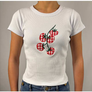 Gingham Tomato Heavy Ribbed Baby Tee