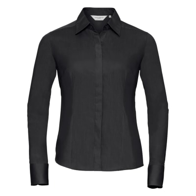 Russell Athletic Collection Ladies Long Sleeve Fitted Poplin Shirt
