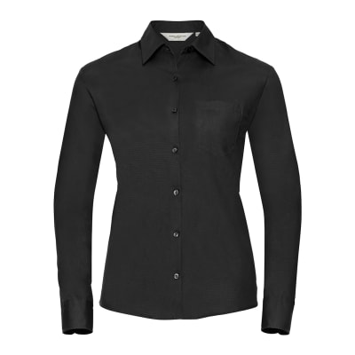 Russell Athletic Collection Ladies Long Sleeve Easy Care Cotton Poplin Shirt