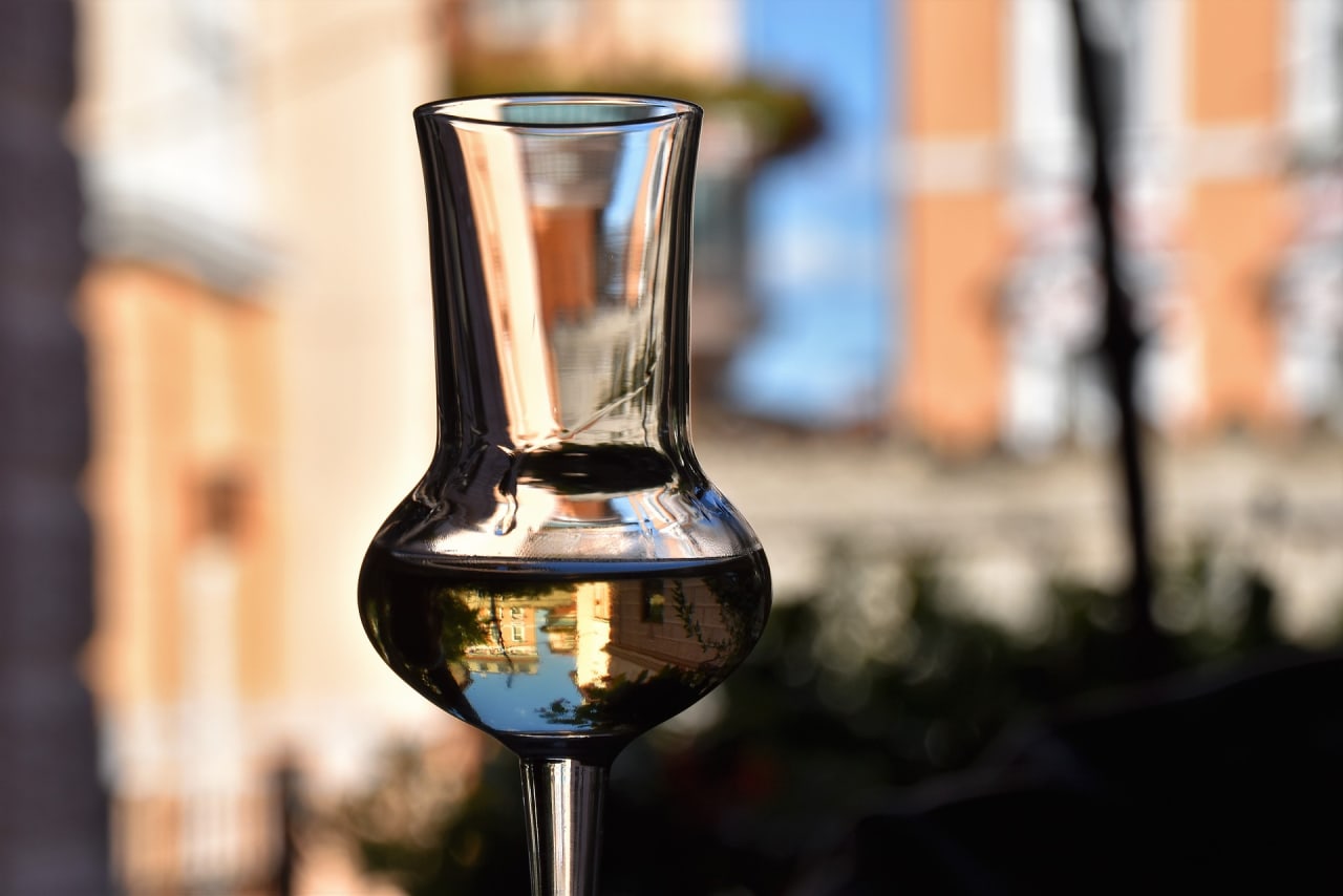 A glass of Hungarian pálinka