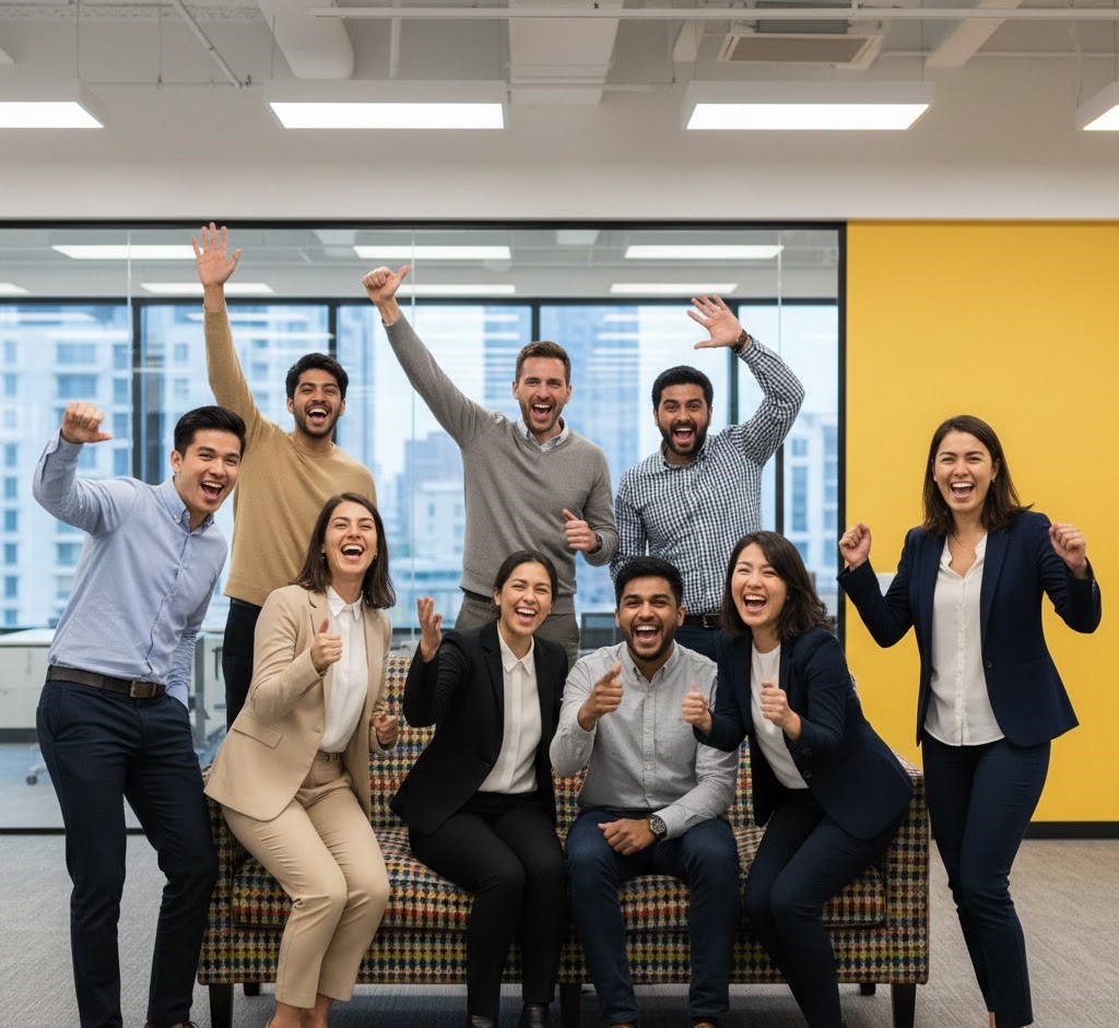 Startup team collaborating in modern office