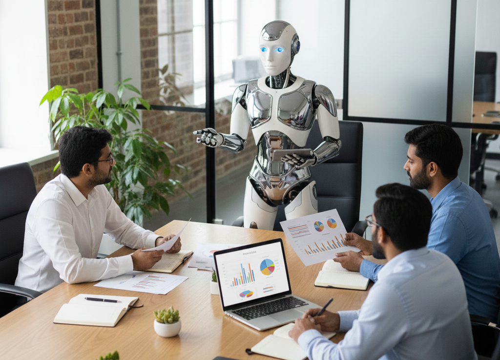 Professional startup team collaborating in a modern office