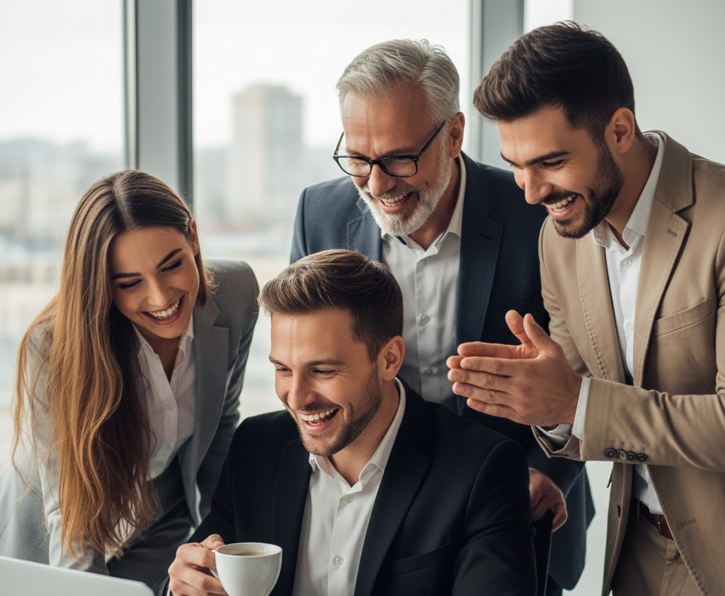 Startup team discussion in modern office