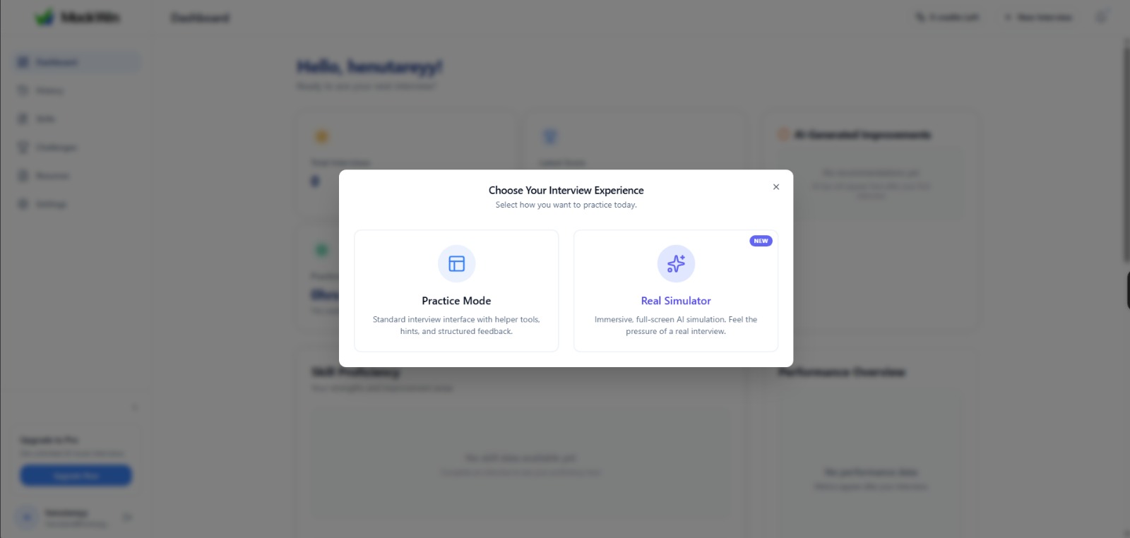Real Interview Simulation vs Practice Mode - MockWin AI Interview Preparation