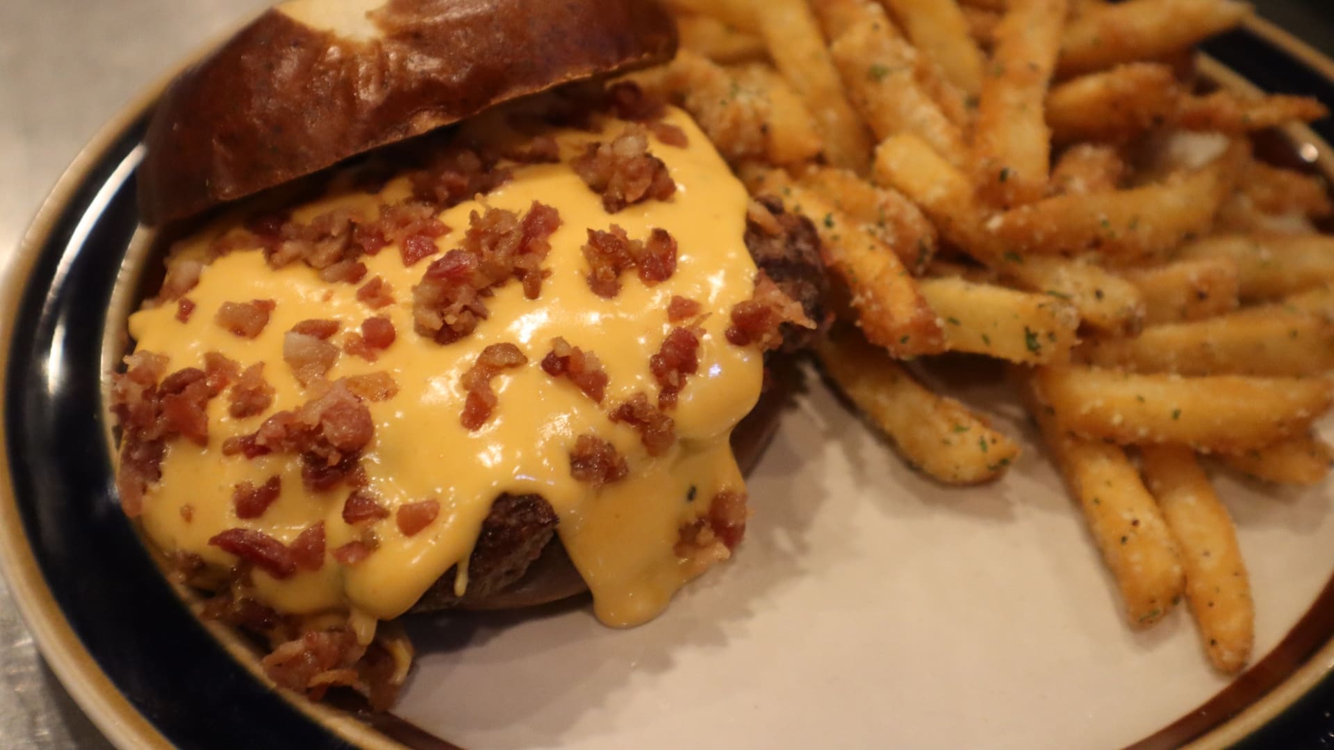 Beer Cheese Pretzel Burger - Local Favorite
