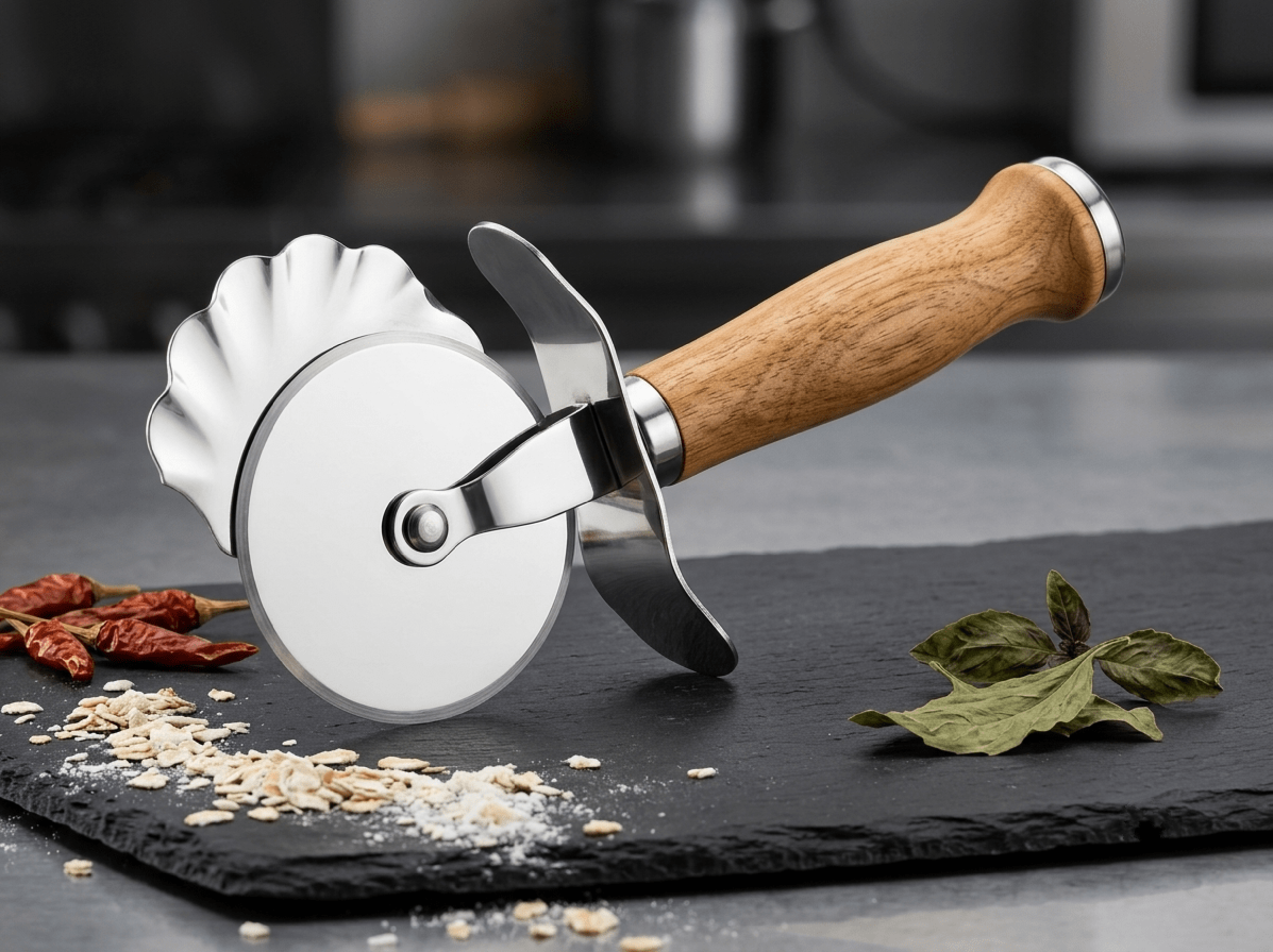 Pizza Cutter Wood Handle 1Pc