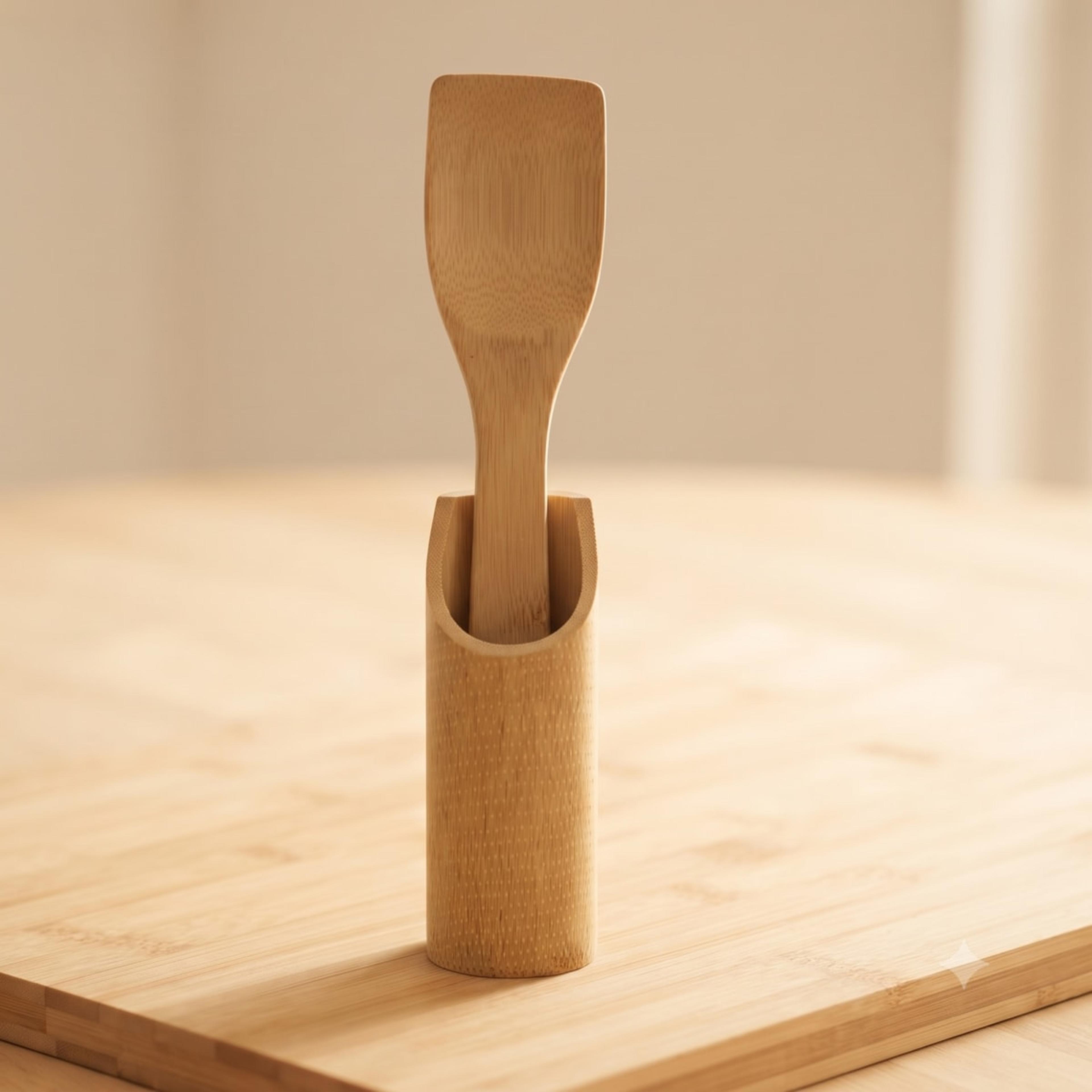 Wood Spoon Set 4Pc Wood Stand