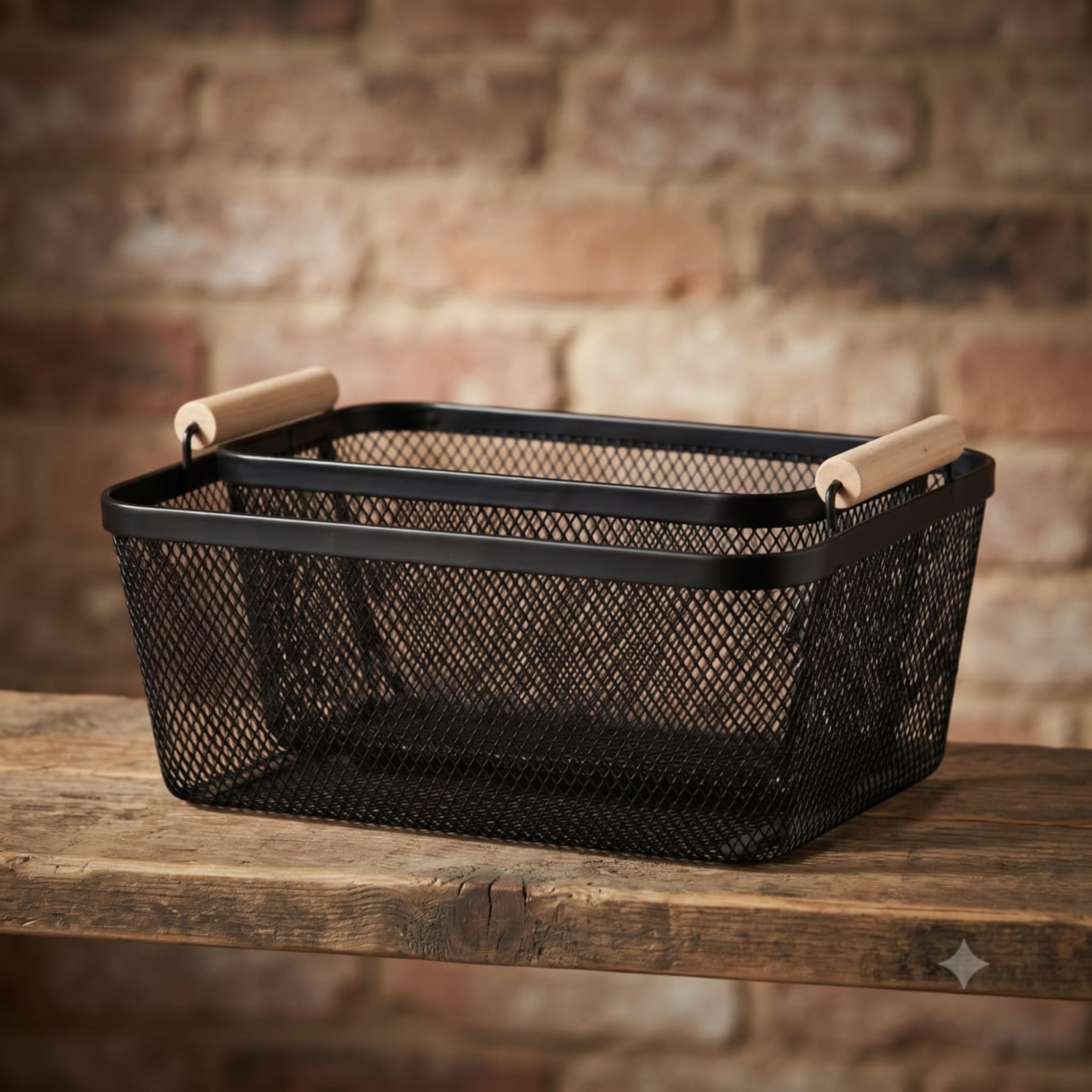 3 Piece Fruit Basket Black Wood