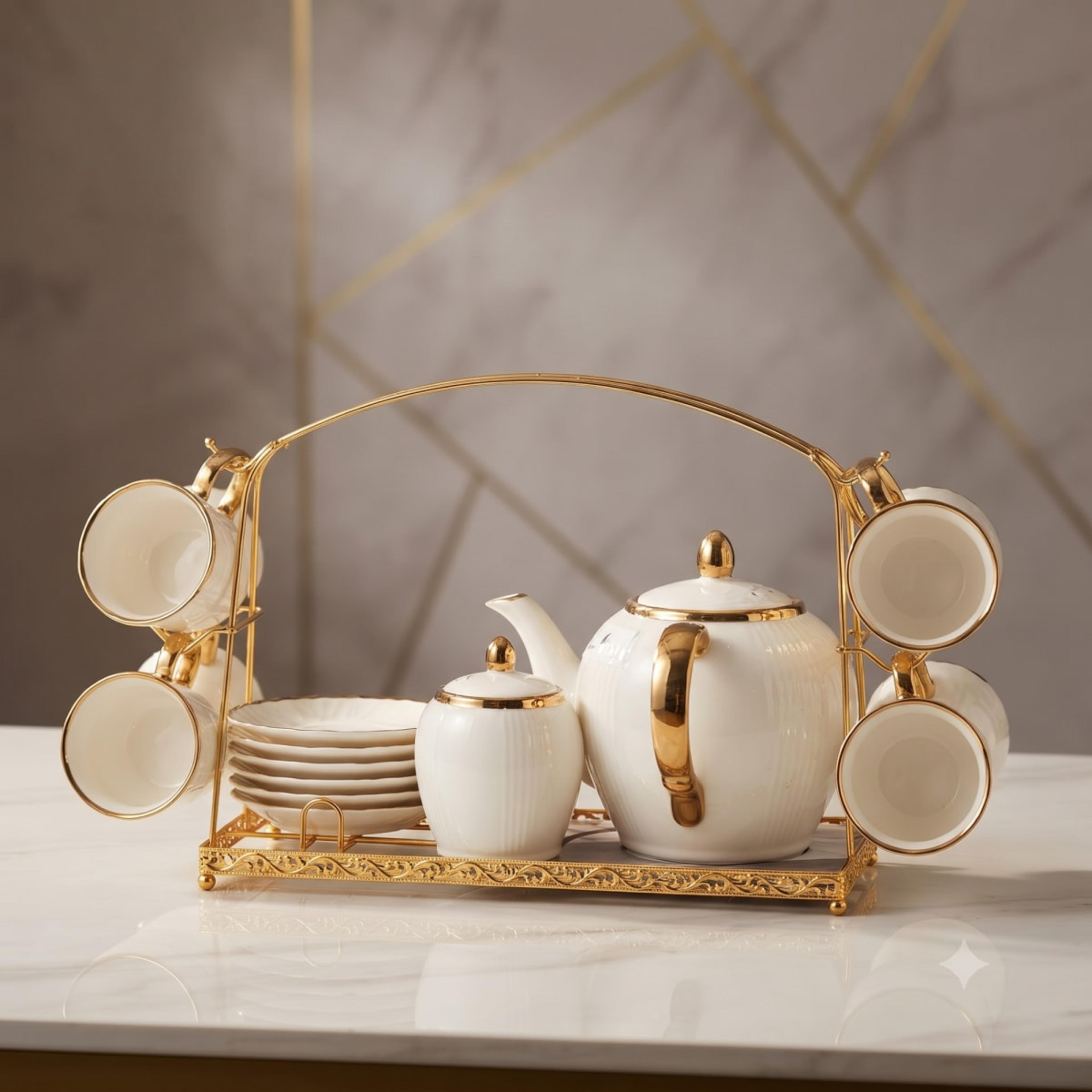 15 Pieces Tea Set With Stand