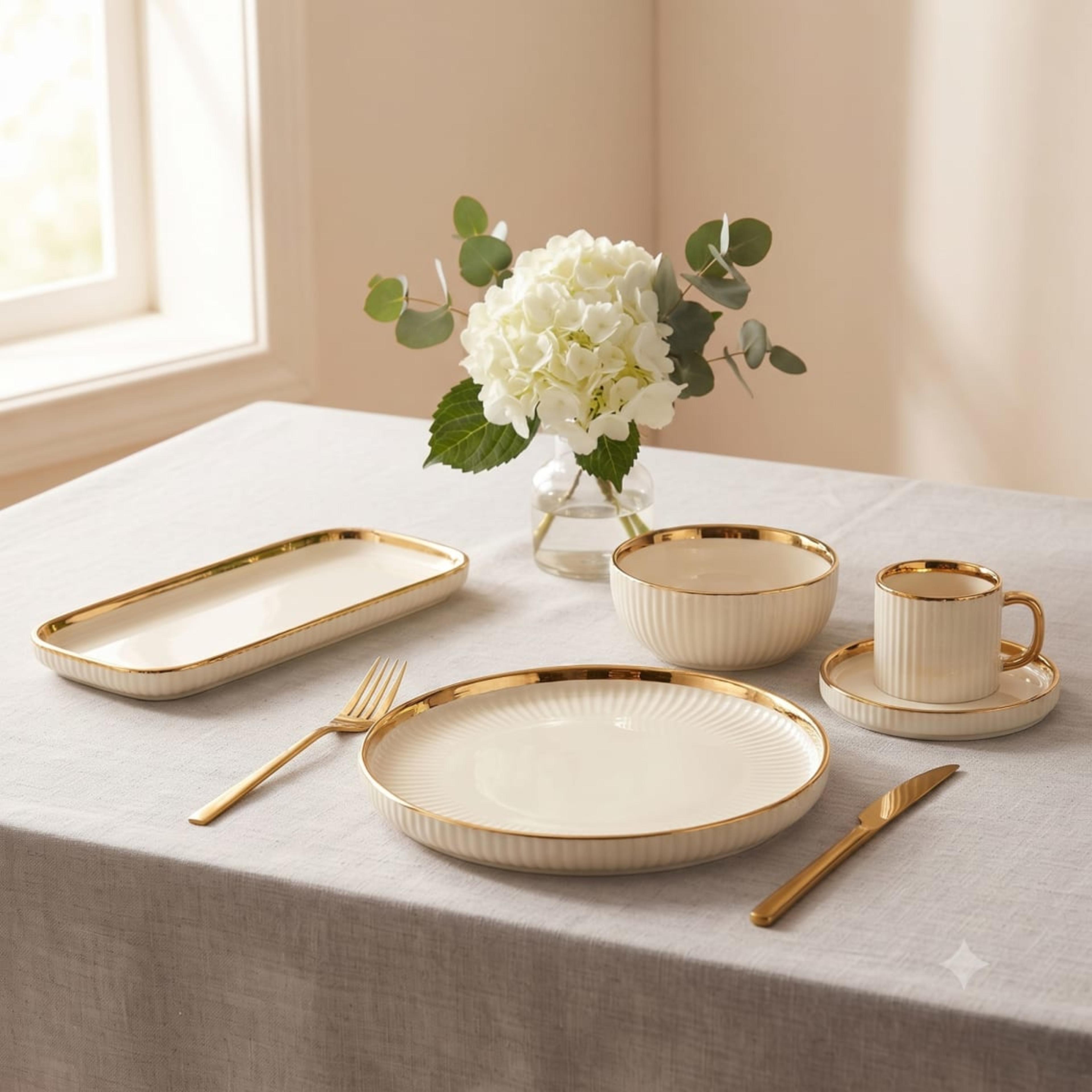 Break fast set golden white
