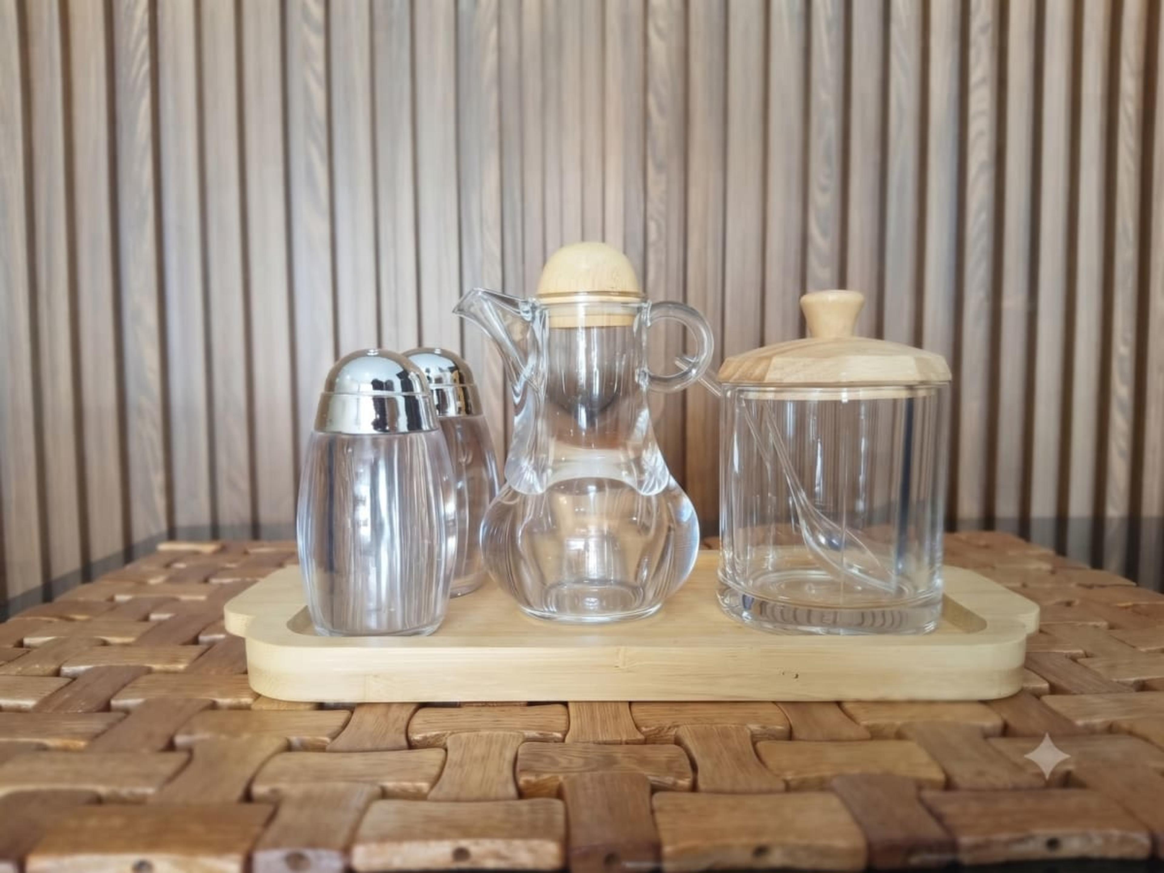 Acrylic Sugar Pot Square 3Pc Steel Stand
