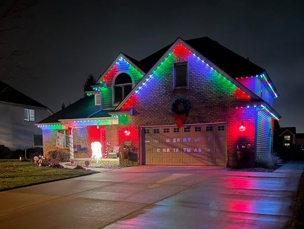 Trimlight decorated house for holidays