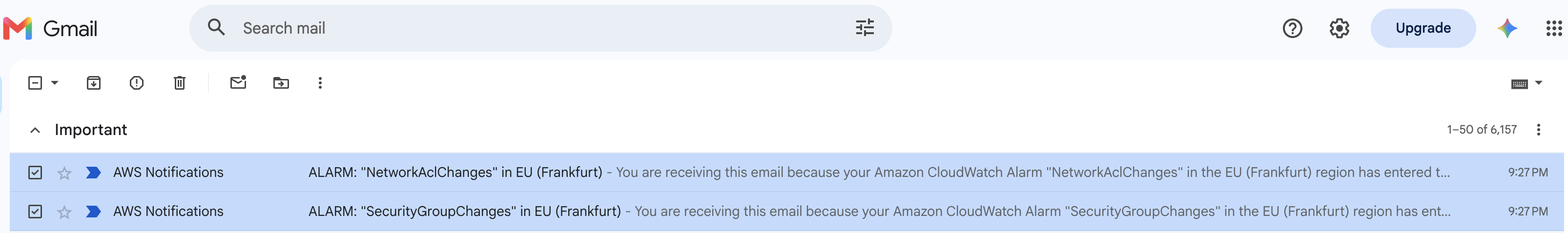SNS notifications in my inbox
