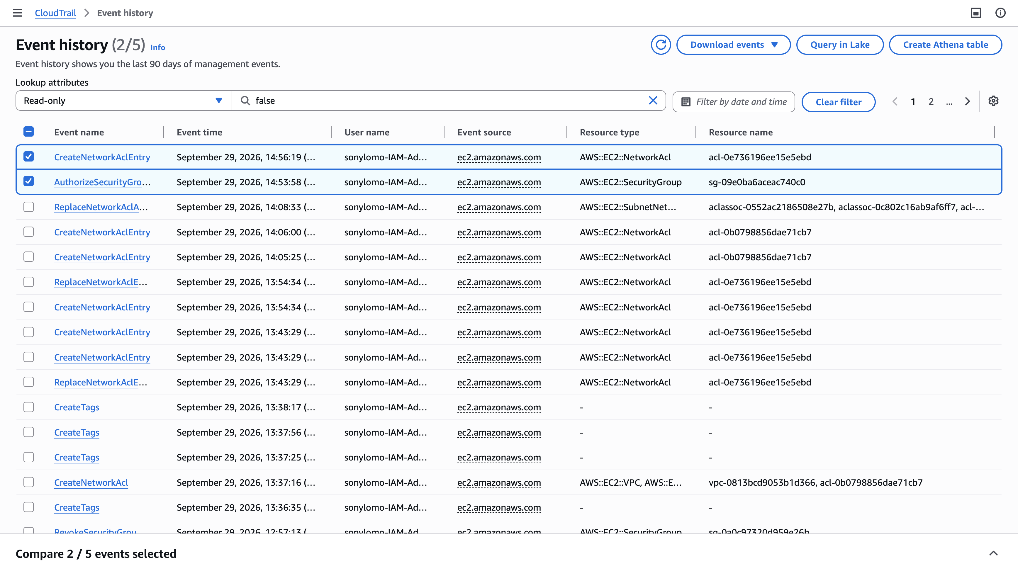 CloudTrail Event History