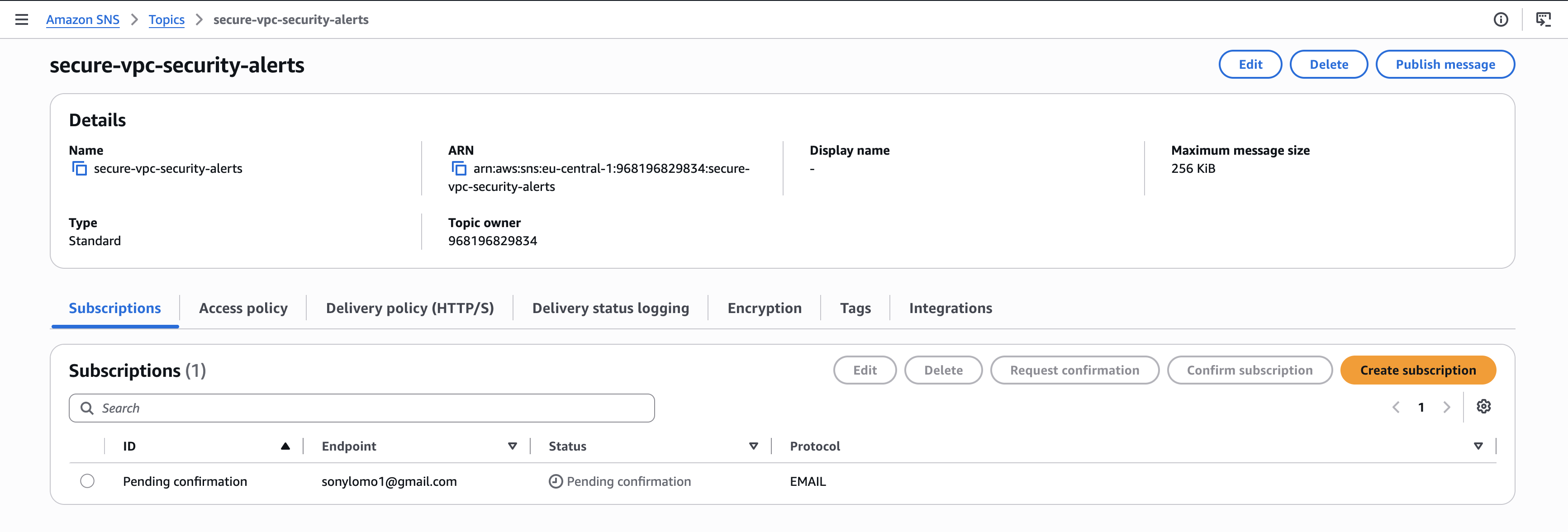 pending email subscription
