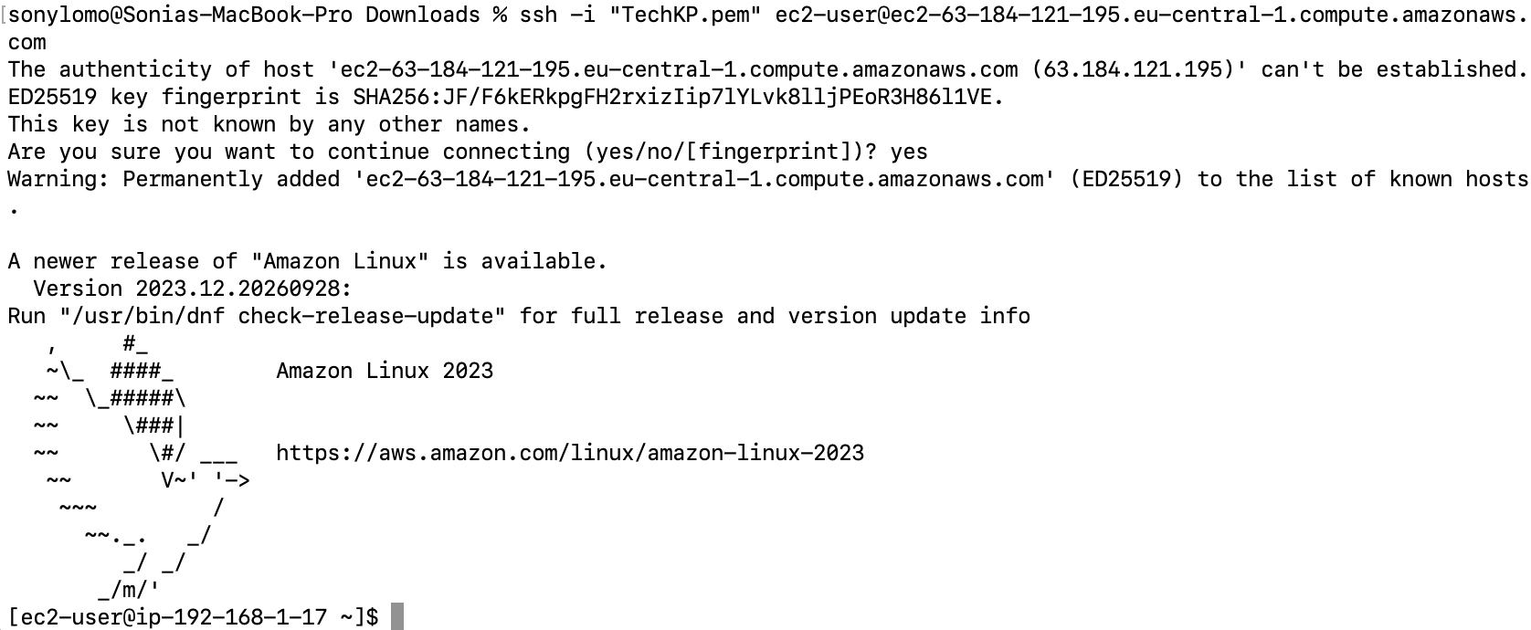 public EC2 terminal access