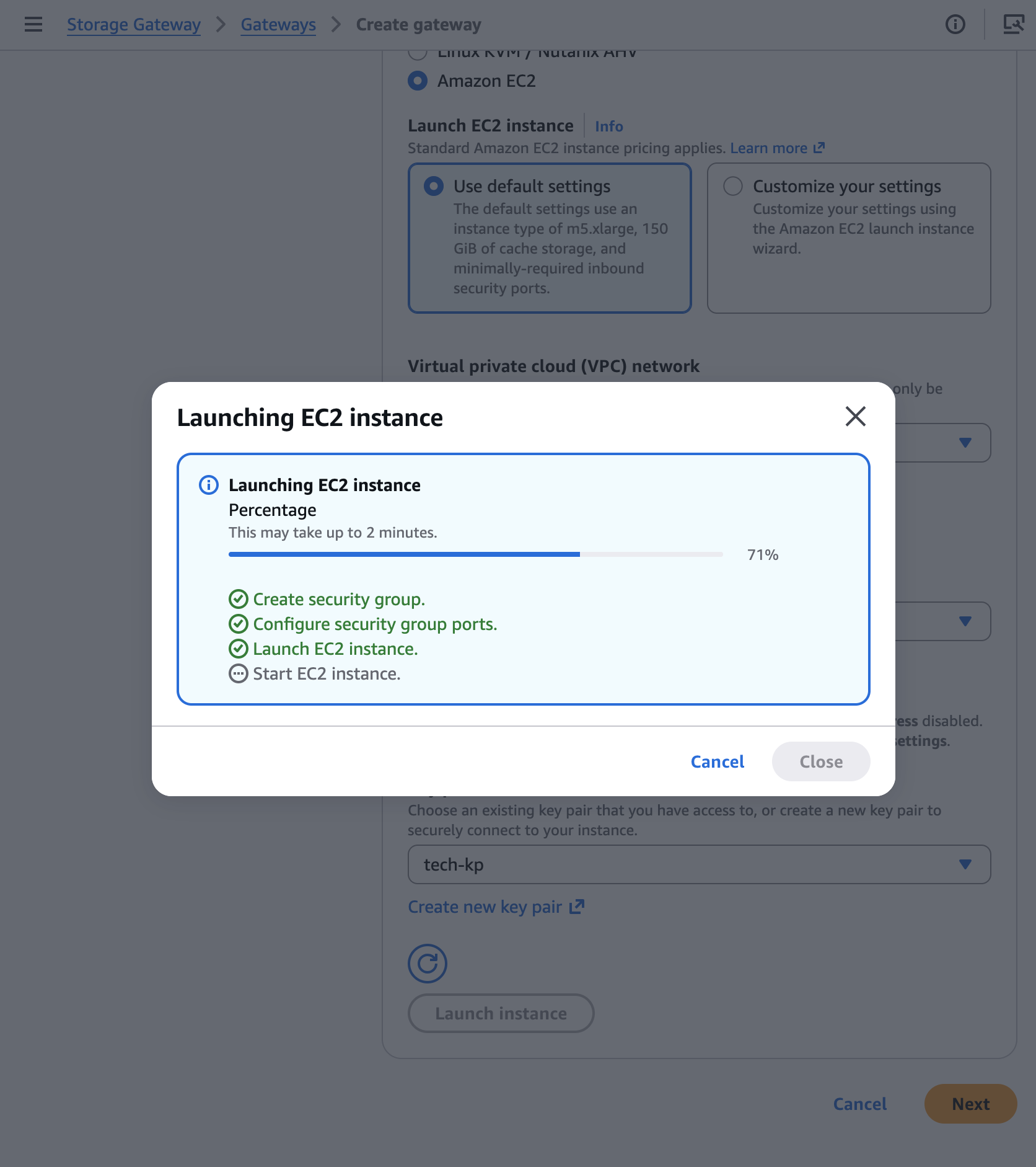 launching m5.xlarge EC2 instance