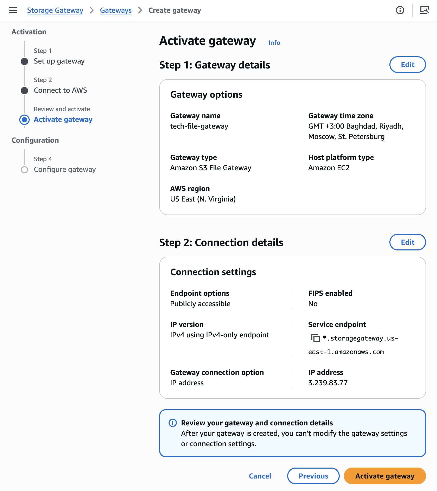 Gateway activation