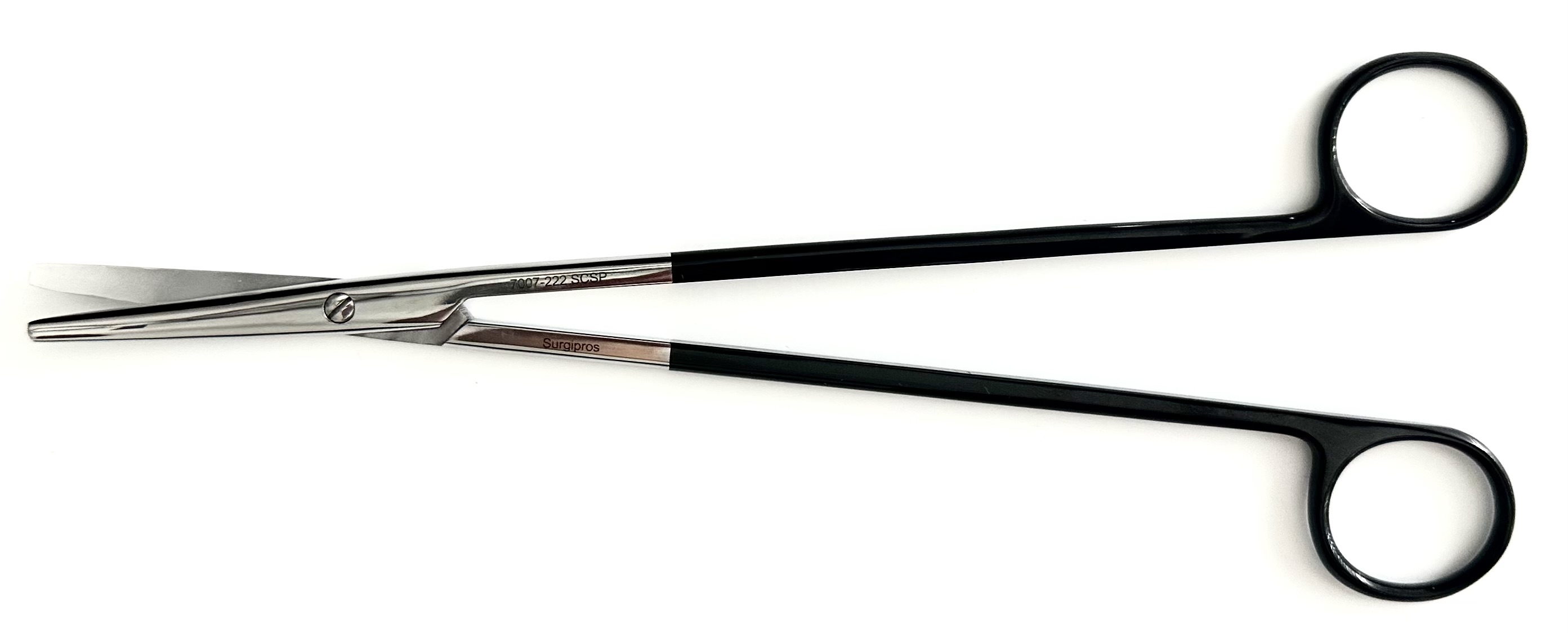 Metzenbaum Scissors, curved Ultra Sharp blades, light grey satin ring handles, 9"