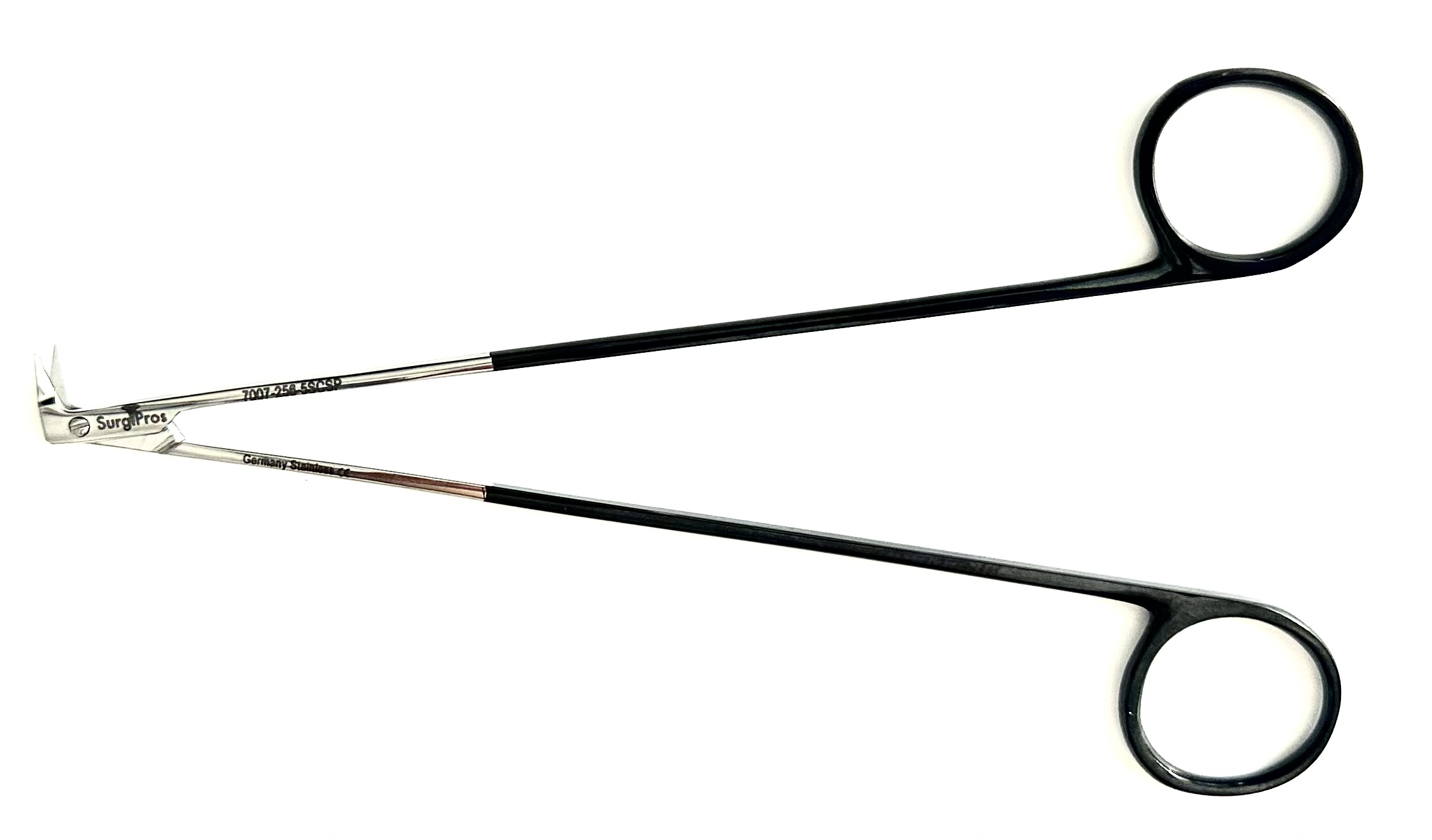 Diethrich-Potts Scissors, 90° angled micro fine Super Cut™ blades, black platinum ring handles, 7"