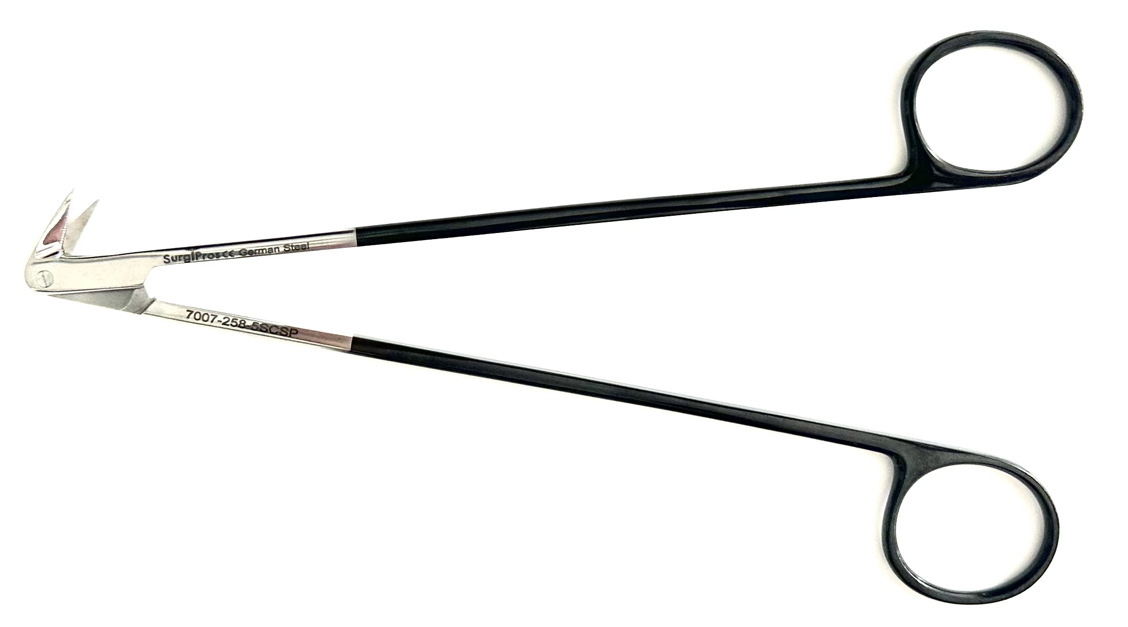 Diethrich-Potts Scissors, 90° angled micro fine Super Cut™ blades, black platinum ring handles, 7"