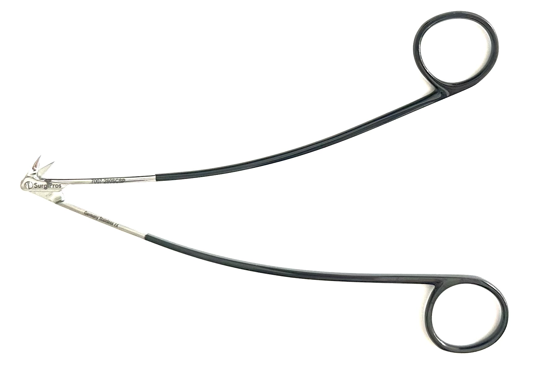 Favaloro Scissors, 125° angled fine Ultra Sharp blades, light grey satin ring handles, 6-3/4"