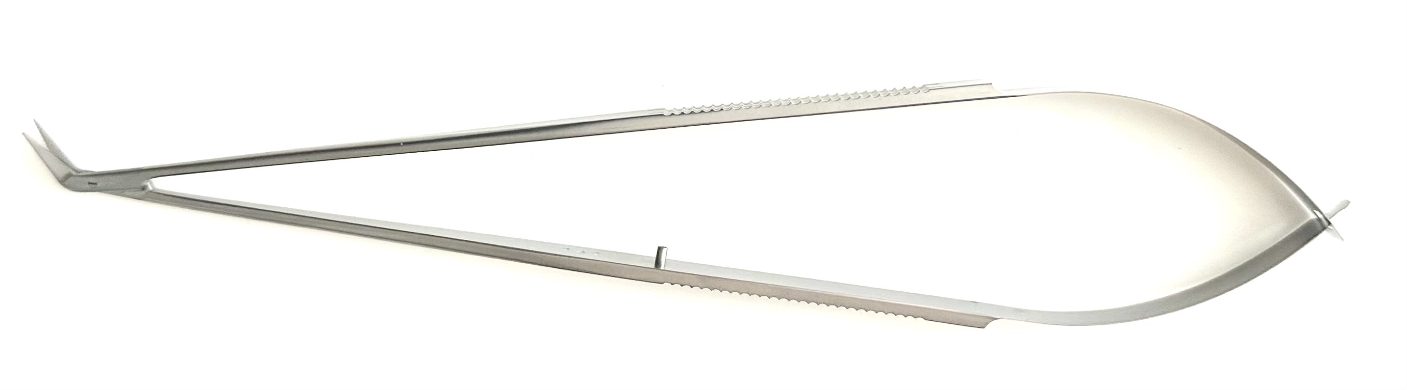 Premier Jacobson Micro Scissors, spring style, flat handle, 45° angled micro fine blades, 8"