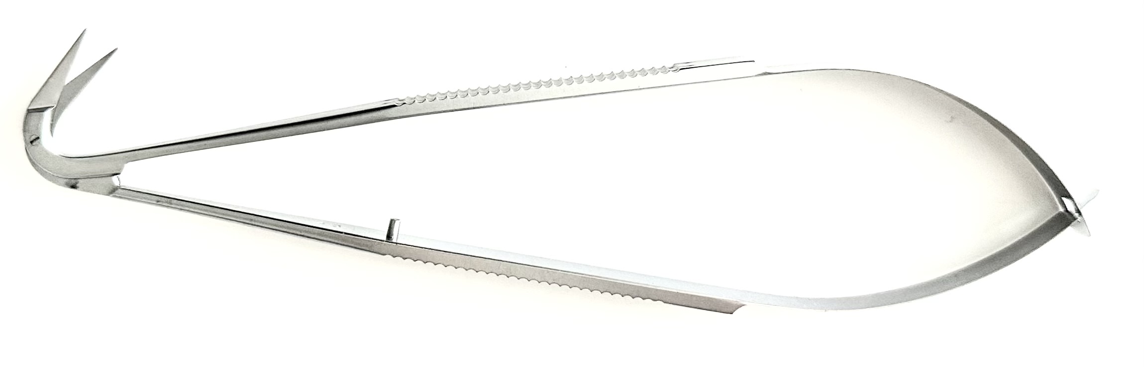 Jacobson Micro Scissors, spring style, flat handle, 125° angled fine blades, 6-1/4"