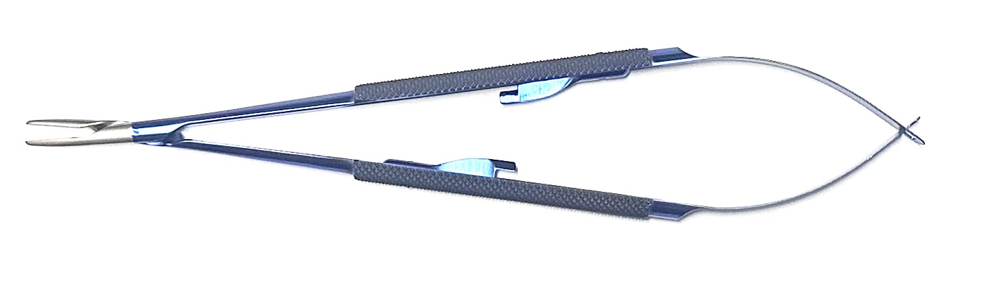 Jacobson Micro Needle Holder, round handle, with ratchet, straight Dusted jaws, streamline box lock, 7-1/4"