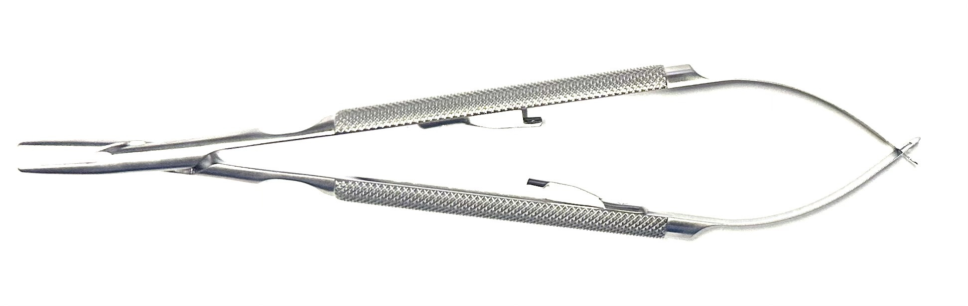 Jacobson Heavy Style Needle Holder (for large needles), round handle, with ratchet, straight Dusted jaws, 7-1/2"