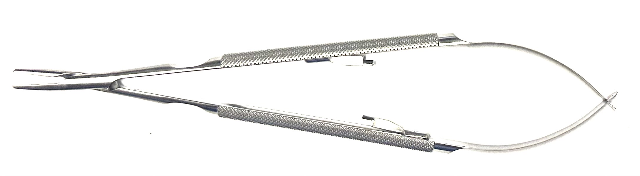 Jacobson Heavy Style Needle Holder (for large needles), round handle, with ratchet, straight Dusted jaws, 9"