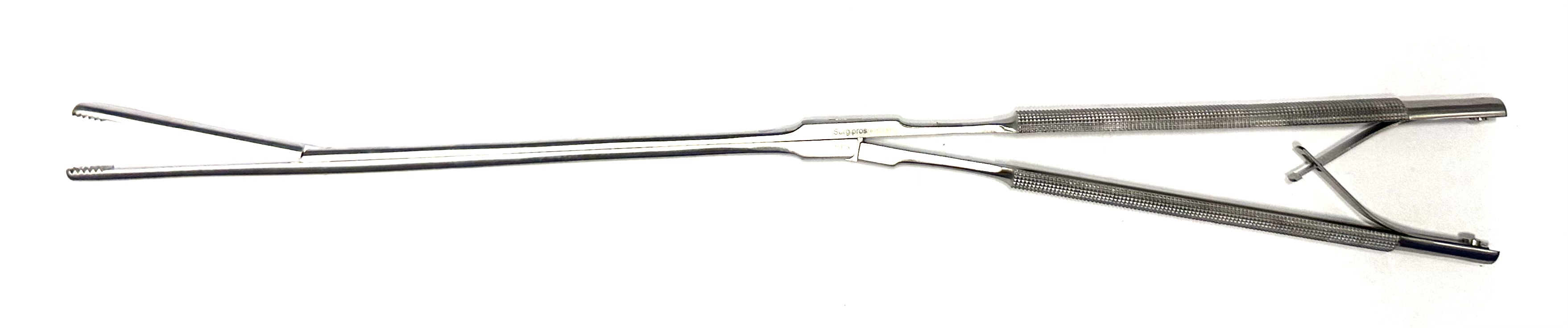 VATS Russian Forceps 5mm, round axial handle, w/o ratchet, 6mm width Russian jaws, working length 8", total length 14-1/4"