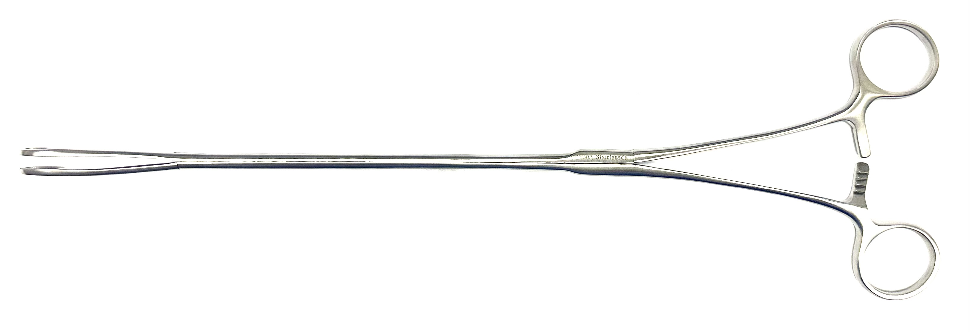 VATS OVAL TISSUE FORCEPS CURVED 340MM