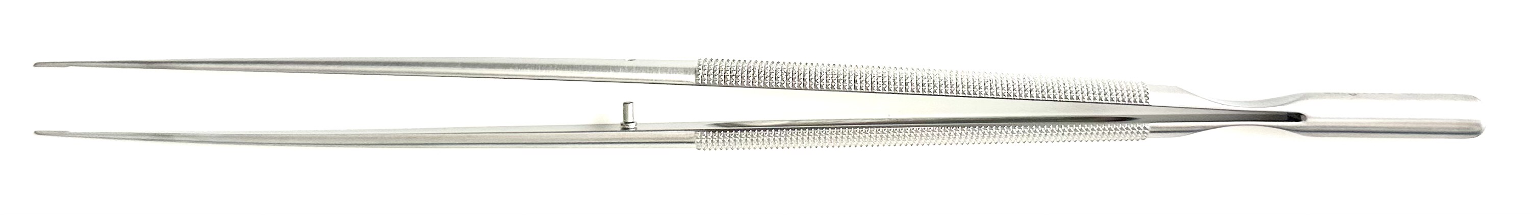 Dennis Micro Forceps, round handle, straight Dusted platform tips, 10"