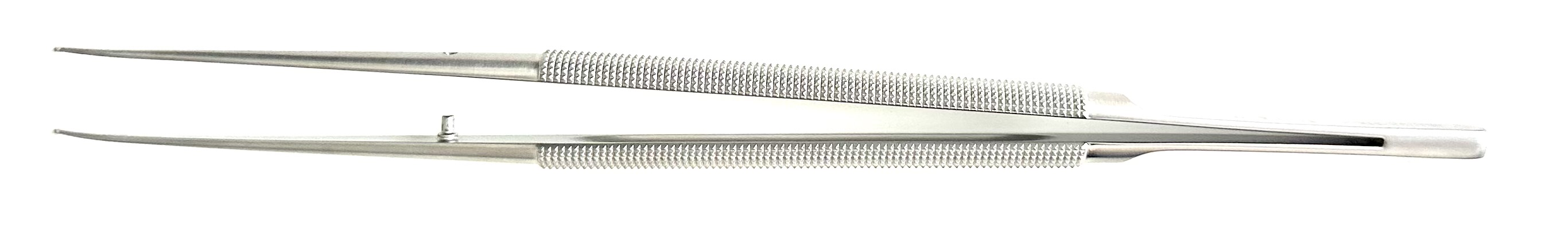 Micro Forceps, lightweight round handle, 1 MM curved Dusted ring tips, 8-1/4"