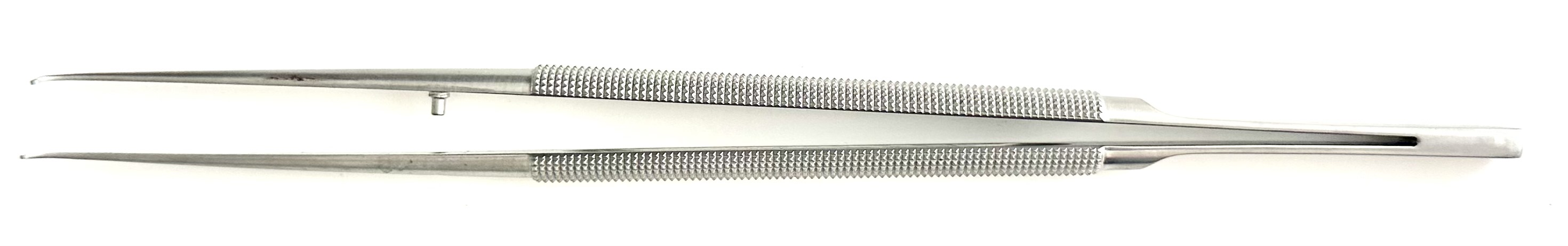 Micro Forceps, lightweight round handle, straight Dusted tips, 7-1/8"/18.1 cm